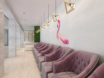 Stylish Beauty Hair Salon Interior With Plush Chairs And Modern Decor Elements 3d model