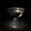 Vintage Metal Decorative Bowl With Pedestal Base And Hollowed Patterns On Stand