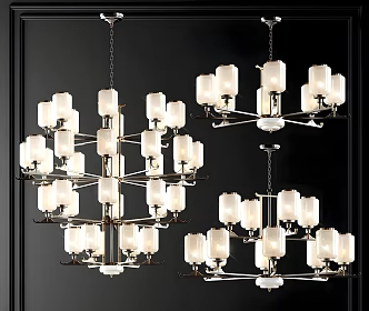 New Chinese Chandelier Multi-head Hotel Single-layer Double-layer 3d model