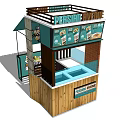 Persian Food Stall Outdoor Wooden Structure With Display Window And Menu Boards