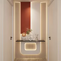 Cream Simple Style Arc Light Strip Grille Corridor End View Entrance 3d model