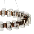 Modern Layered Geometric Chandelier With Stacked Rectangular Metal And Glass Elements 3d model