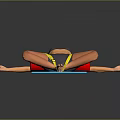 Yoga Exercise On Blue Mat With Yellow Resistance Band And Red Cushion