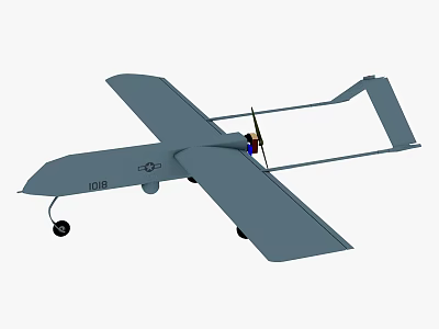 Military Fighter Drone With Long Wings Propeller Landing Gear And 108 Marking 3d model