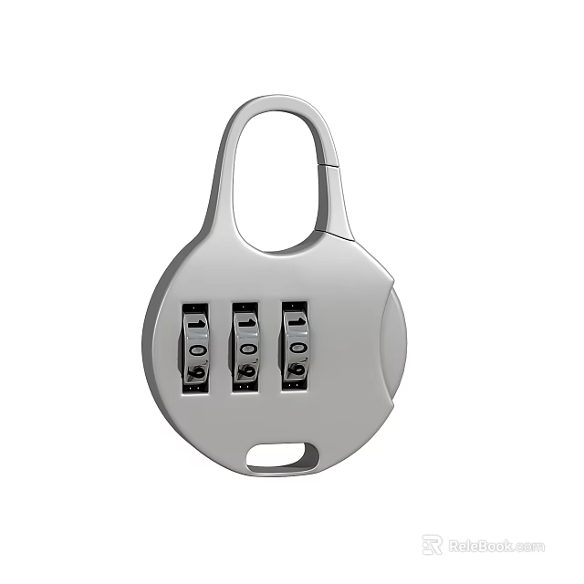 Silver Round Combination Lock with Four Digit Dials Showing Zeros and Secure Design 3d model 