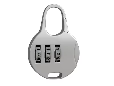 Silver Round Combination Lock with Four Digit Dials Showing Zeros and Secure Design 3d model