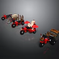 Different Styles of Red Black Motorcycle and Tricycle LEGO Models