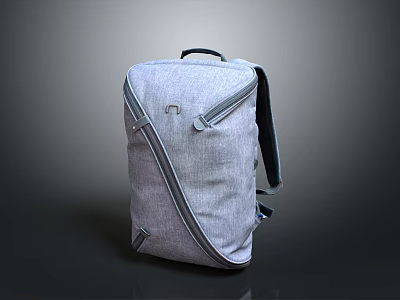 Modern Gray Backpack With Sleek Design Canvas Material And Adjustable Straps 3d model