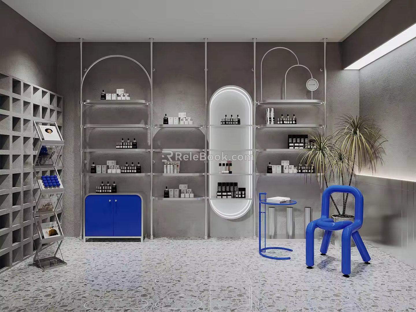 Modern cosmetics showcase shelf 3d model