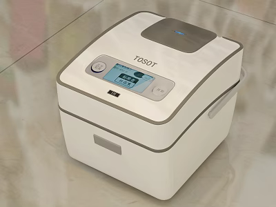 YOSOT White Rice Cooker Modern Kitchen Appliance With Digital Display And Control Buttons 3d model