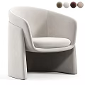 Elegant Modern Beige Single Sofa With Curved Backrest And Comfortable Velvet Fabric