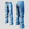 Classic Blue Denim Jeans With Front And Back View And Pocket Design