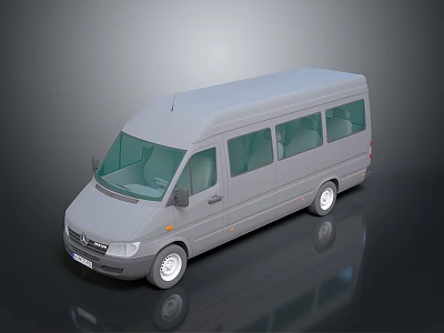 Modern Gray Passenger Van Exterior With Multiple Side Windows 3D Render 3d model