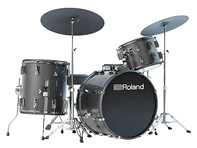 Roland Modern Black Complete Drum Set With Drums Cymbals And Stands 3d model