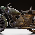 Vintage Motorcycle With Rusty Metal Body And Classic Design Details