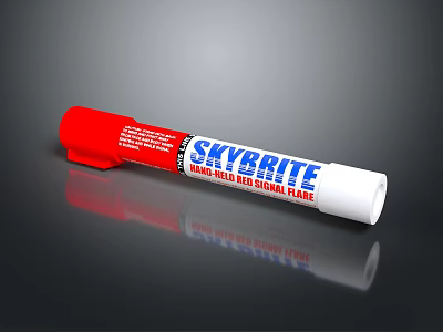 Red Skybrite Marking Pen With White Barrel And Brand Logo Design 3d model