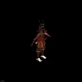 Samurai Warrior In Red Traditional Armor With Dragon Motifs And Horned Helmet Design