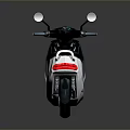 Modern Electric Scooter With White Gray Body Black Seat Red Taillight And Mirrors
