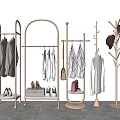 Modern Stylish Clothes Racks With Hanging Clothes Hats And Shoes Design