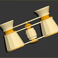 Gold Binoculars With Two Lenses Central Knob On Black Reflective Surface