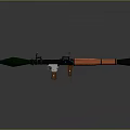 3D Rendered Rocket Launcher With Green Warhead Orange Black Barrel Stand And Grip