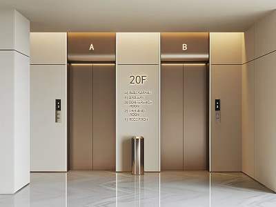 modern elevator hall 3d model