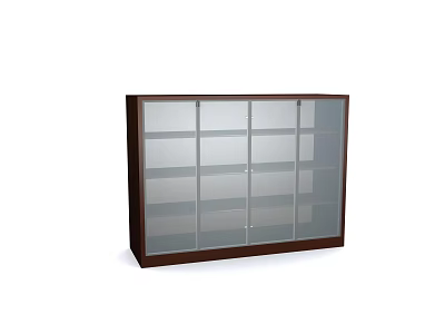 Wooden Display Cabinet with Glass Doors and Multiple Shelves for Retail Store 3d model