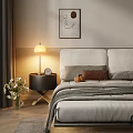 Modern Double Bed Design With Headboard Pillows Bedspread And Nightstands With Table Lamp Decorative Art