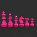 Set of Pink Chess Pieces With King Queen Knight And Pawns