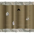 Elegant Decorative Cabinet With Gold Finish And Glass Display Shelves