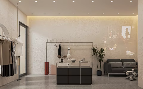 Modern Clothing Store Women's Clothing Store Clothing Shelf Booth Cashier Shaped Display Cabinet Nakajima Booth 3d model