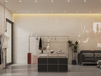 Modern Clothing Store Women's Clothing Store Clothing Shelf Booth Cashier Shaped Display Cabinet Nakajima Booth 3d model