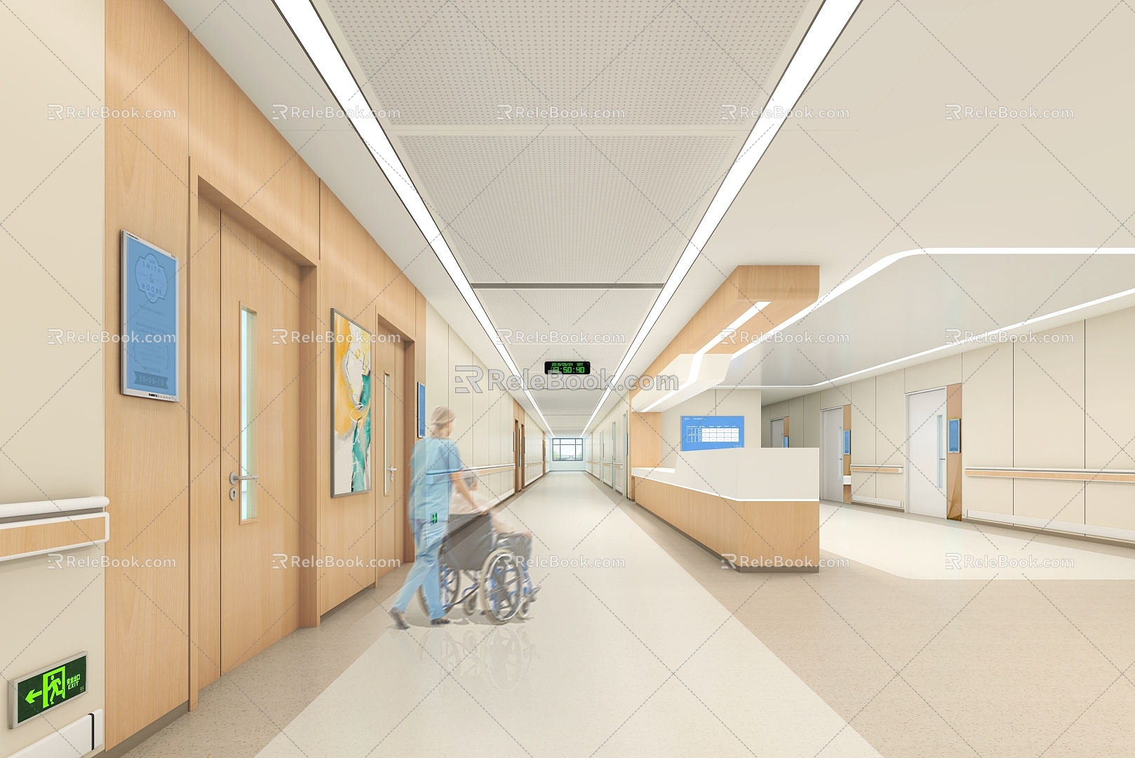 Modern Hospital Hospital Corridor 3d model