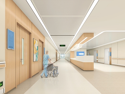 Modern Hospital Corridor 3d model