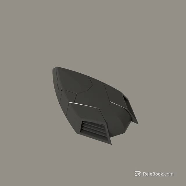 Modern Black Geometric 3D Model With Polygonal Surface And Ventilation Slits 3d model 