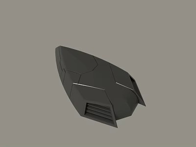 Modern Black Geometric 3D Model With Polygonal Surface And Ventilation Slits 3d model