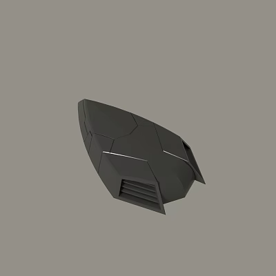 Modern Black Geometric 3D Model With Polygonal Surface And Ventilation Slits 3d model