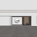 Modern Storefront With White Walls Circular Window Landscape Painting Wooden Lattice And Stone Decoration