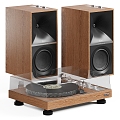 Solid wood audio record player combination 3d model