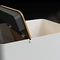 Two White Trash Bins With Wooden Lid And Open Top Design For Home Use