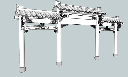 Chinese architecture archway Chinese stage theater ancient stage 3d model