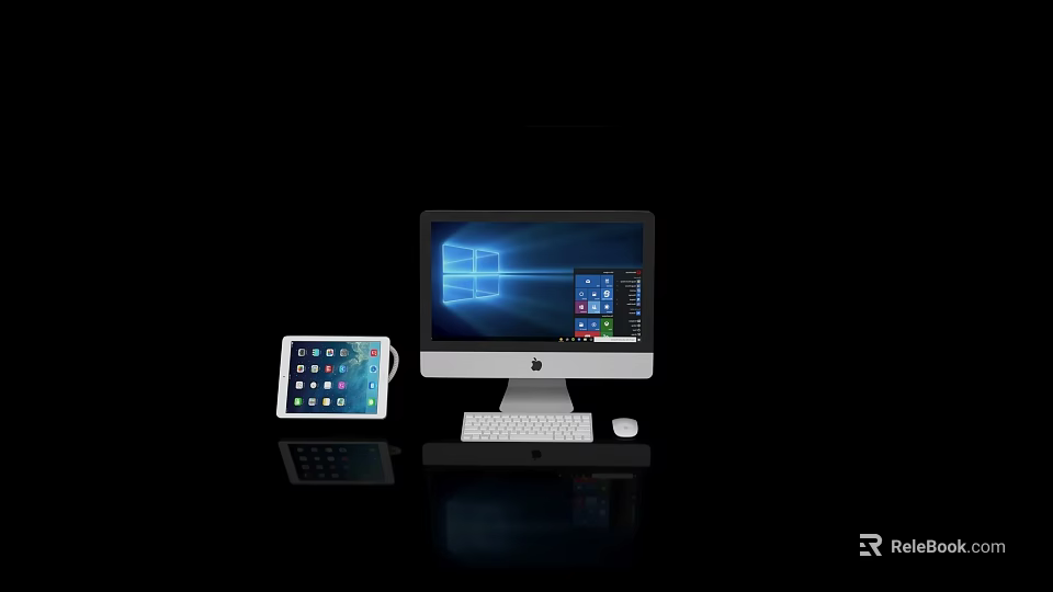 Apple iMac Desktop Computer With Tablet Keyboard Mouse And Screen 3d model 