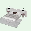 Modern Double Bed Interior With Bedside Tables Table Lamps Pillows And Soft Rug 3d model