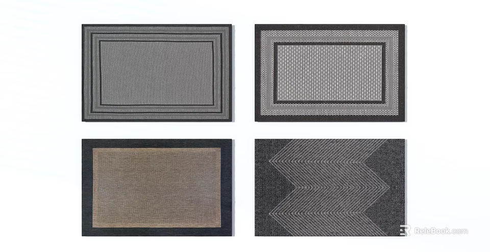Modern Square Rugs With Geometric Patterns And Neutral Colors For Home Decor 3d model