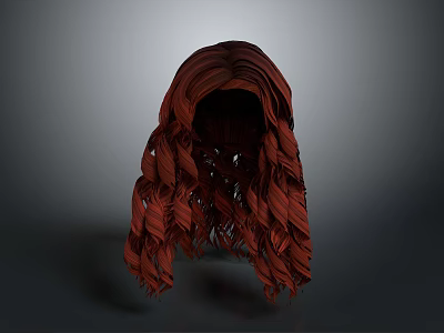 Woman With Long Red Curly Hair Flowing Stylish Hairstyle Look 3d model