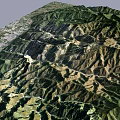 3D Garden Landscape With Mountainous Terrain Lush Green Vegetation And Natural Scenery
