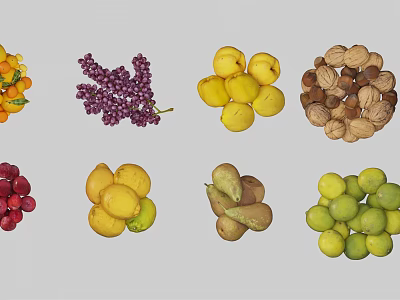 Fresh Assorted Fruits Variety Including Grapes Oranges Lemons Apples And Plums For Healthy Diet 3d model