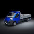 Blue Commercial Single Cab Flatbed Truck With Modern Design In Dark Background