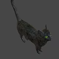 Black Cat Game And Movie Character With Glowing Green Eyes On Green Background