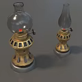 Kerosene lamp oil lamp old kerosene lamp retro lamp glass lantern nostalgic oil lamp everbright lamp alcohol lamp camping lamp simple model low model game 3d model